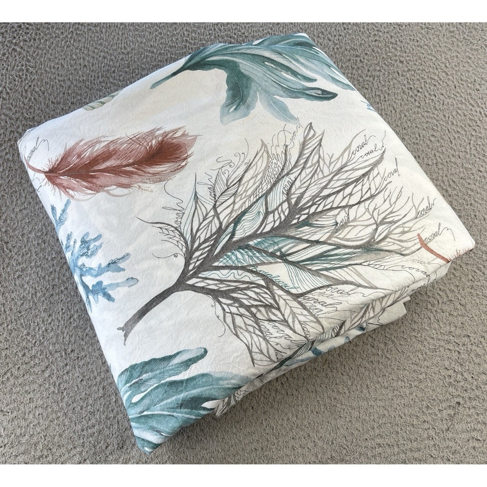 Pottery Barn Del Mar Coastal Duvet Cover King Cotton Nautical Seashell Coral